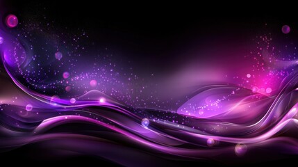 Poster - dynamic waves of purple light digital abstract art dark background vibrant colors modern design conc