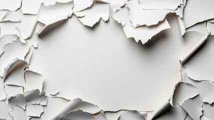Poster - Tearing white paper abstract art indoor setting minimalist design close-up perspective creative expression