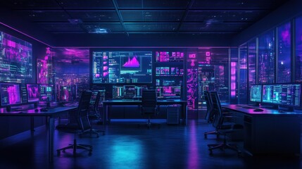 Poster - Data analysis event in a high-tech office digital environment futuristic viewpoint tech concept