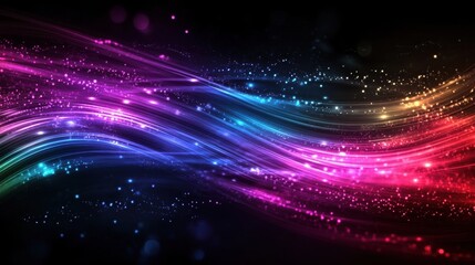 Poster - Dynamic light waves dance in colorful abstract display digital art visual effects dark background high contrast