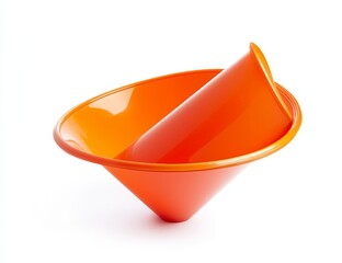 Aufkleber - Orange plastic cone tilted on white background.