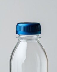 Poster - Close-up of a clear plastic bottle with a blue cap.