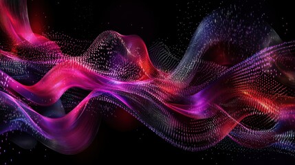 Poster - Dynamic waves of colorful light digital art abstract environment tech concept in dark background