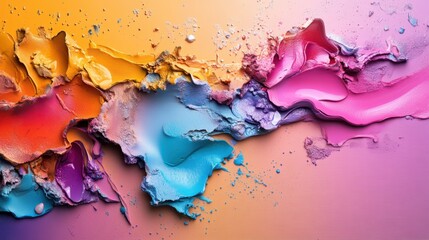 Poster - Vibrant abstract art creation studio digital artwork colorful palette close-up artistic expression