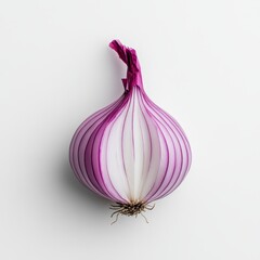 Poster - Halved red onion on white background.