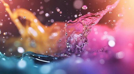 Poster - Dynamic water splash art abstract setting visual content colorful environment close-up view fluidity concept