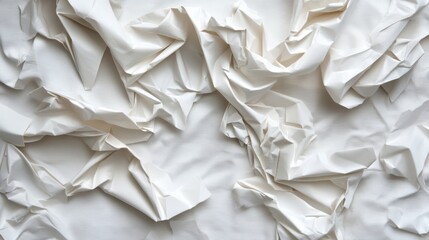 Poster - Crumpled white paper texture studio image background minimalist close-up design concept for creative projects