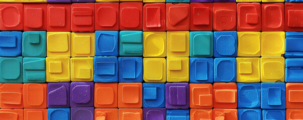 Aufkleber - Abstract geometric pattern created by colorful rubber stamps background