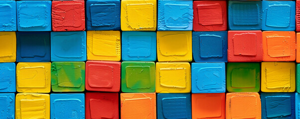 Aufkleber - Colorful grid of square shapes creates a lively backdrop