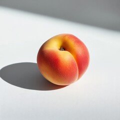 Poster - Ripe peach on white background in sunlight.