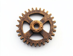 Poster - Golden gear on white background.