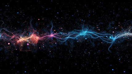 Wall Mural - cosmic dance: a vibrant and mesmerizing abstract display of colorful light trails swirling and inter