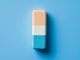 Aufkleber - Tri-color rectangular eraser on blue background.