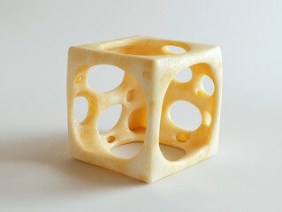 Fototapete - Abstract cube sculpture with holes.