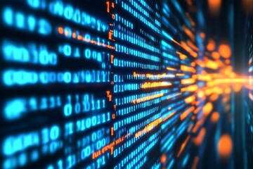 Aufkleber - Bright digital data stream with vibrant binary code highlighting technological advancements : Generative AI