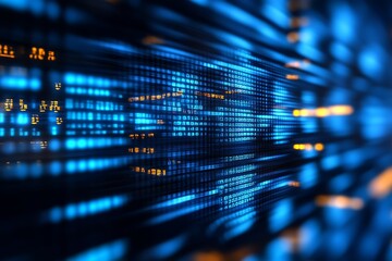 Aufkleber - Glowing Blue Light Streak with Data Lines in Abstract Digital World : Generative AI