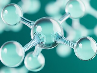 Aufkleber - High Resolution Image of Methane Spheres in 3D with Teal Background : Generative AI