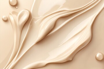 Aufkleber - Creamy Beige Liquid Splash with Smooth Flowing Curves Background : Generative AI