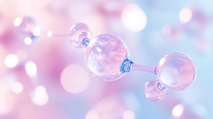 Aufkleber - Abstract Molecular Structure with Pink and Blue Hues in Scientific Background Design : Generative AI