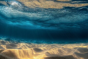 Poster - Peaceful undersea landscape with rippling light and sandy textures : Generative AI