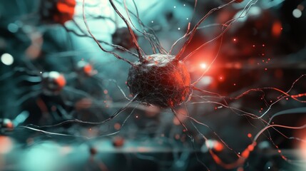 Poster - Exploring neural network dynamics in a futuristic lab environment a visualization of neurons and synapses