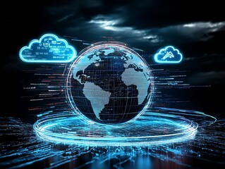 Aufkleber - Innovative Digital Earth with Cloud Computing and Data Connections : Generative AI