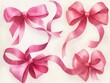 © Margarita - Watercolor Illustration of Pink Ribbons Soft Lighting Organic Composition Floral Art