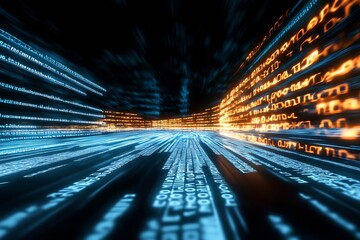 Leinwandbilder - Abstract High-Speed Data Visualization with Neon Digital Streams : Generative AI