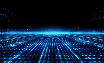 Poster - Bright Blue Digital Light Pathway Leading to Infinite Possibilities : Generative AI