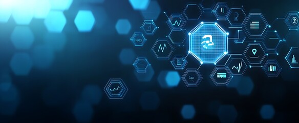 Aufkleber - Advanced Digital Security Lock Technology with Interactive Hexagon Network : Generative AI