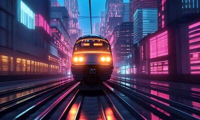 Poster - Futuristic city floating, cloudscape, glowing, aerial view, concept art
