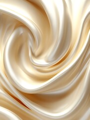 Poster - Luxurious Creamy Silk Texture in Soft Wave Patterns with Glossy Finish : Generative AI