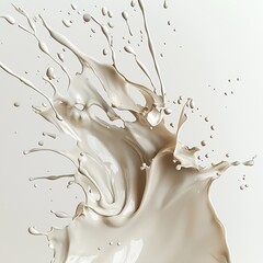 Aufkleber - Captivating Abstract Creamy Liquid Splash Against a Clean White Background : Generative AI
