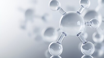 Aufkleber - Close-up of reflective glass molecule model with intricate atomic connections : Generative AI