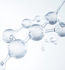 Aufkleber - Abstract Molecular Structure Close Up Crystal Clear Spheres on Bright Background : Generative AI