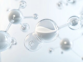 Leinwandbilder - Transparent Molecular Model Reflecting Light in a Futuristic Laboratory Setting : Generative AI