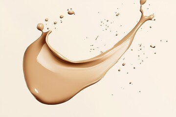Poster - Smooth beige paint splash on white surface emphasizing fluidity and motion : Generative AI