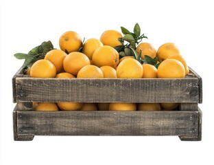 Poster - Fresh oranges in a rustic wooden crate.