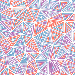 Poster - triangle shapes background. multiple repeated inner triangles. medium triangles size. multicolored s