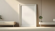 © Pasindu - wooden picture frame mounted on the floor mock up design copy space home interior