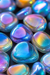 Poster - Shiny Iridescent Stones with Rainbow Reflection Effects : Generative AI