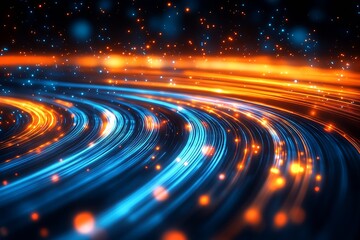 Leinwandbilder - Dynamic Energy Flow Abstract Neon Light Trails in Motion : Generative AI