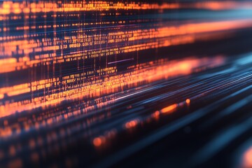 Leinwandbilder - Glowing digital data on a futuristic screen with a perspective of depth and technology : Generative AI