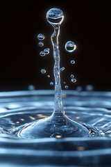 Aufkleber - High Definition Water Drop Moment Creating Perfect Symmetrical Patterns and Ripples : Generative AI