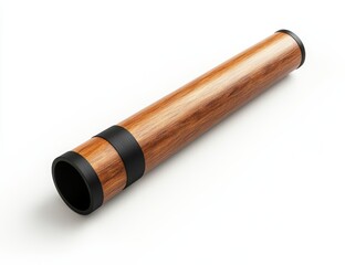 Aufkleber - Wooden tube with black end caps on white background.