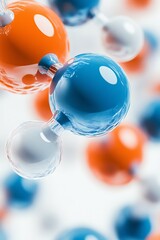 Aufkleber - Dynamic 3D Abstract of Colorful Molecular Structures for Science Technology Backgrounds : Generative AI