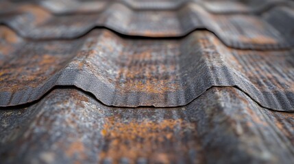 Poster - Close-up of a rusty corrugated iron roof, highlighting its age and the effects of weathering