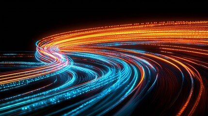 Leinwandbilder - Abstract Neon Light Streaks Converging on a Dark Background with Motion Effect : Generative AI