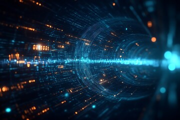 Aufkleber - Abstract Digital Data Stream with Dynamic Time Codes and Futuristic Design : Generative AI