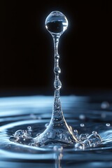 Aufkleber - Elegant Water Drop Art Demonstrating Fluid Motion and Clarity of a Standing Splash : Generative AI